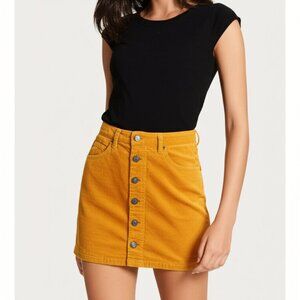 Billabong Women’s Mustard Corduroy Pants Size 25 High Rise Straight Leg Surfer